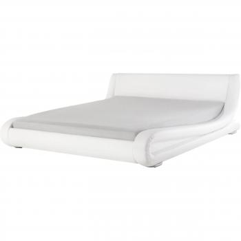 Cama Avignon 160x200 con Somier de Piel Blanco y Plateado – Beliani