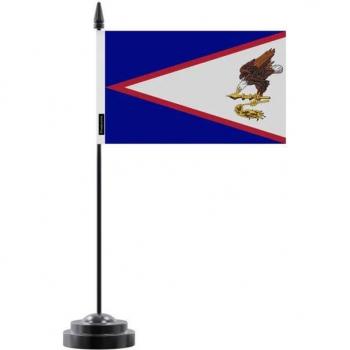 USA Samoa Table Flag – 14x21cm Polyester, Flip‑Side Print, Plastic Pole Mount
