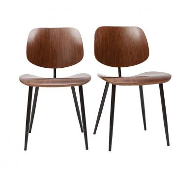 Chaises en bois foncé et métal noir