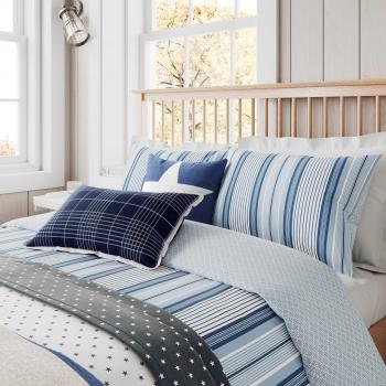 Helena Springfield Long Island Nautical Stripe Super Kingsize Duvet Cover Set, Navy Blue, 100% Cotton