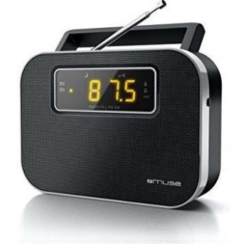Muse m-081 r negro radio analógica fm/am portátil con altavoz integrado pantalla y batería
