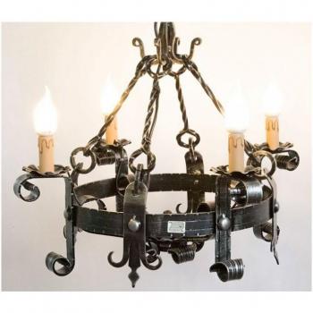Lampadario in Ferro Battuto con 4 Luci