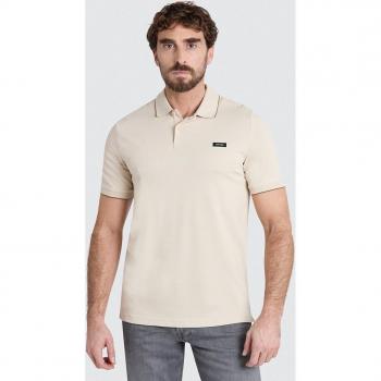 Manica Corta Calvin Klein Polo Uomo Stretch Piqué Beige XL