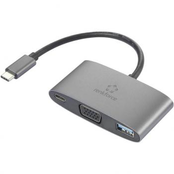 Adaptateur multi‑port Renkforce 15 cm : USB‑C vers VGA + USB 3.0