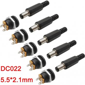 5.5mm x 2.1mm Male Plug Female Socket Connector
