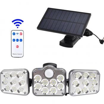 Remote-Controlled 138 LED Solar Wall Street Light with PIR Motion Sensor IP65