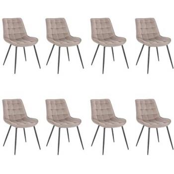 Sedie da Pranzo Home Deluxe Velluto Marrone Chiaro – Set 8 pezzi
