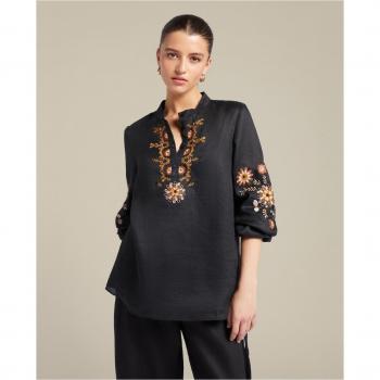 Blusa de Lino con Detalles Étnicos Elena Mirò
