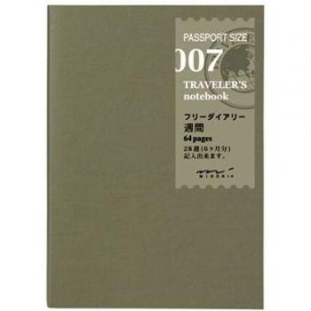 Traveler's Company Passport Size Planner Refill, 007 Design, Weekly View