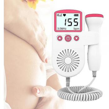 Mediador de Ritmo Cardíaco Fetal 3.0 MHz con Fuente de Energía – Rosa