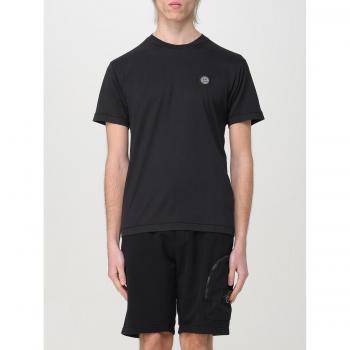Stone Island Men's Black T-Shirt with Logo Label