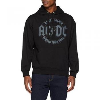 AC/DC Sudadera con Capucha Emblema de Tour, Negro, XL para Hombre