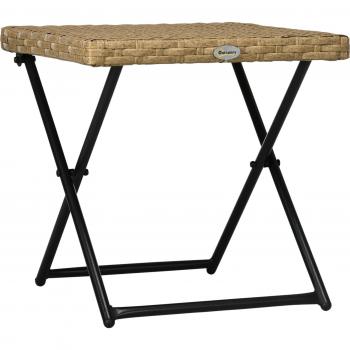 Outsunny Klapp-Couchtisch Polyrattan 40x40cm Natur Metall für Balkon