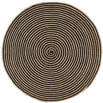 Rug, Black, Handmade Jute with Spiral Design, 90 cm, vidaXL