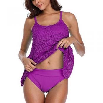 Costume da Bagno Due Pezzi FLYILY Rosa M
