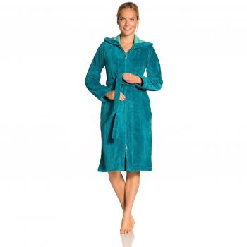 Vossen Damen “Palermo” Velours-Bademantel – Kapuzen-Shortmantel (XL)