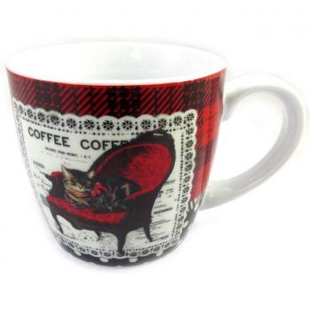 Tasse 'Souvenirs de Belle Époque' Rouge et Blanc (Chat)