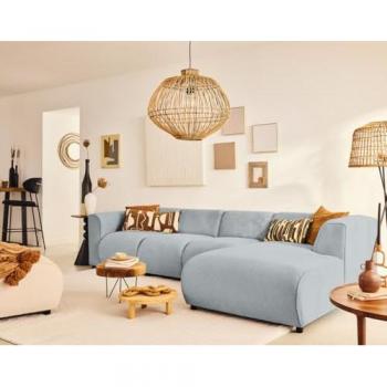 Canapé modulable 5 places d'angle droit Lisa Design en tissu texturé gris (312x69x162 cm)