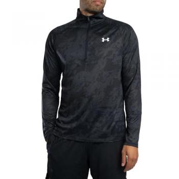 Under Armour Maglia a Maniche Lunghe Zip 1/2 in Antracite, Nero e Bianco