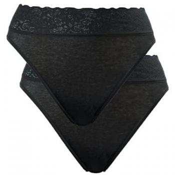 Calida 2er-Pack Damen Jazzpant aus Baumwolle mit Lycraspitze, Schwarz, XS