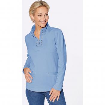 Blaues Langarmshirt für Damen – Größe 50 – 60 % Poly/40 % Baun