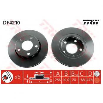 TRW Disque de frein ventilé DF4210 pour PASSAT (3B3)