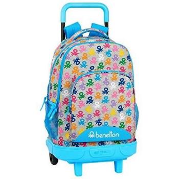 Mochila Escolar Safta Benetton con Carro y Espalda Acolchada, Multicolor