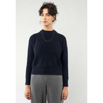 MELA Damenpullover MANIKA – Bio-Rippstrick, Größe M, navy