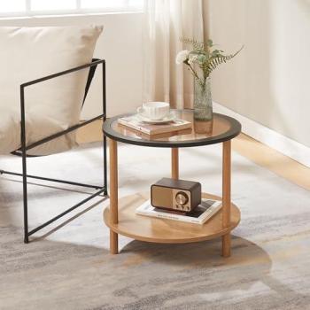 Table Latama – Surface de verre trempé 6 mm, dimensions 51 x 45 cm, finition bronze noir