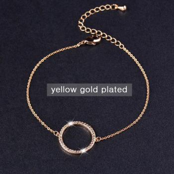 Silver Color Tiny Crystal Circle Bracelet