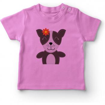 Camiseta Floral para Bebé Niña con Perro Feliz
