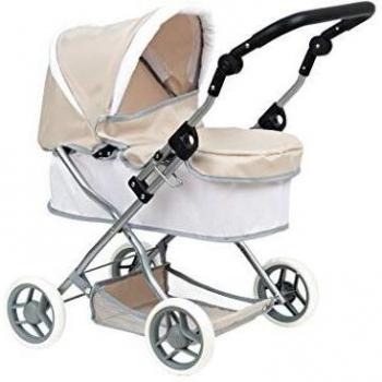 Carrozzina per bambini Ciao Ciccio con telaio in metallo, altezza totale regolabile fino a 72 cm e combinazione cromatica beige/bianco