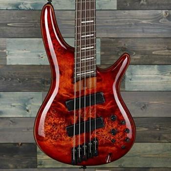 Ibanez SRMS805 Multi Scale 2018 5-String Bass Guitar, Brown Topaz Burst