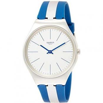 Swatch Skinspring Analoguhr – Silber, 38 mm – Silikonarmband – Herren