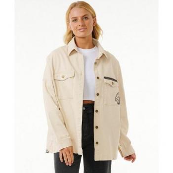 Rip Curl Embroidered Overshirt for Women, Off-White, Small