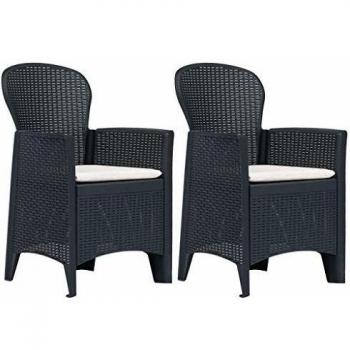 VidaXL Sedie da Esterno 2 pz con Cuscini Antracite in Plastica