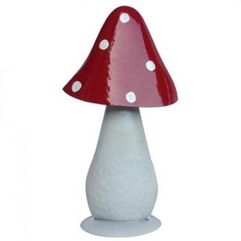 Dekofigur Fliegenpilz Metall 33 cm weiß rot