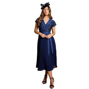 Coast Navy Lace-Embellished Wrap Dress for Women – Size 10
