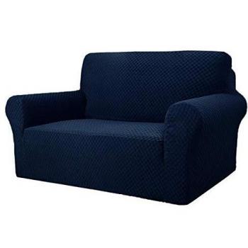 MAXIJIN Jacquard Sofa Cover for 2 Seater, Navy Blue