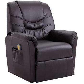 Fauteuil Inclinable Massage Électrique – Couleur Marron, Similicuir