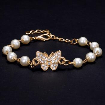 Charm-Armband mit rosa Nachahmung Perlen