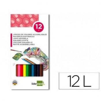 Lapices de colores acuarelables liderpapel caja de 12 colores