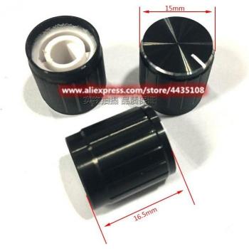 5pcs Bright Edge D-Shaped Potentiometer Knob Black 15*16.5mm