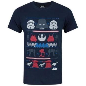 T‑Shirt Uomo Star Wars XL Blu Fair Isle Dark Side