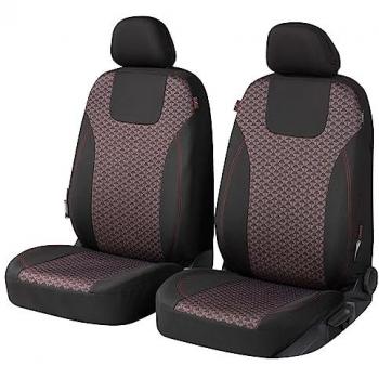 Walser Redring SecureFit – Couverture à fermeture éclair 2 sièges avant (Noir & Rouge)