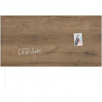 Tableau magnétique en verre Artverum LED 910 × 460 mm, 15 mm, bois naturel – Sigel SI