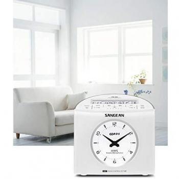 Radio despertador Sangean RCR-9, Digital, FM-RBDS, AM, 3.5mm, Blanco