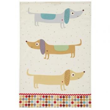 Animal Print Cotton Tea Towel with Hot Dog Design