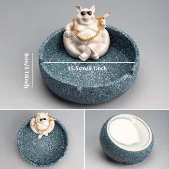 Ceramic Ashtray with Cartoon Pig