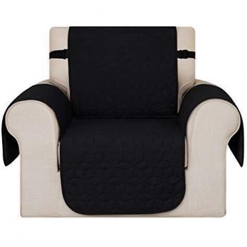 Housse pour Canapé 1 Place, Noir, Motif Géométrique, 54x190 cm, Matelasse et Poches